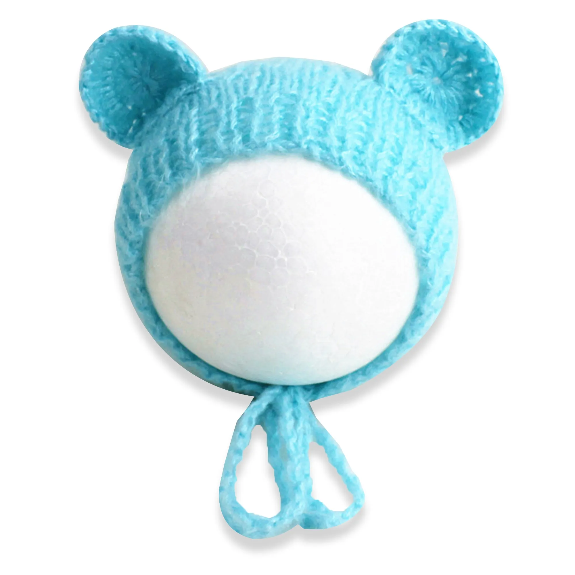 Babymoon Knitted Mohair Baby Hat Cap | Baby Photoshoot Props | 0-3 Months | Light Blue