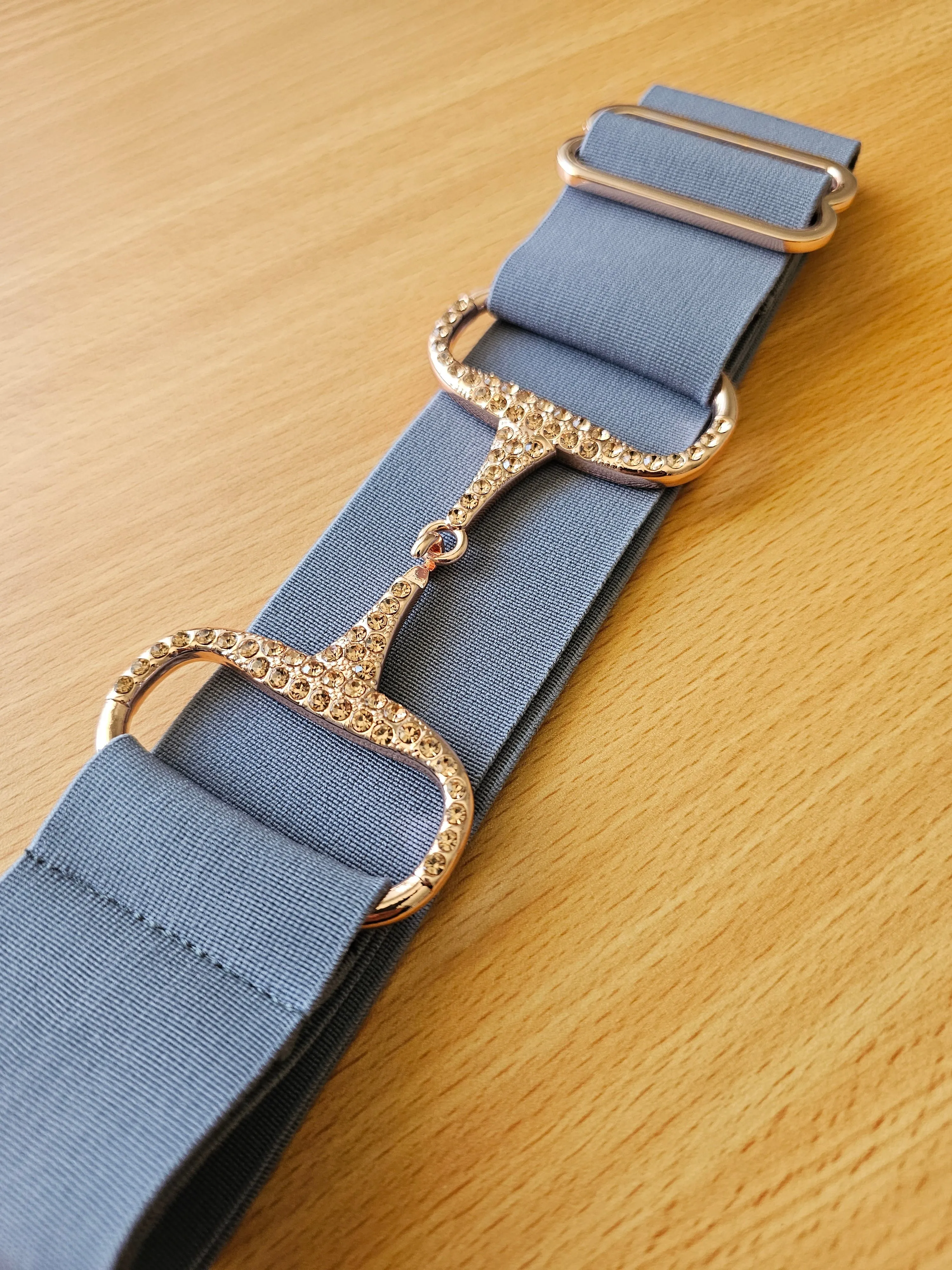 Beci Snaffle Belt - Grey x Rose Gold BLING