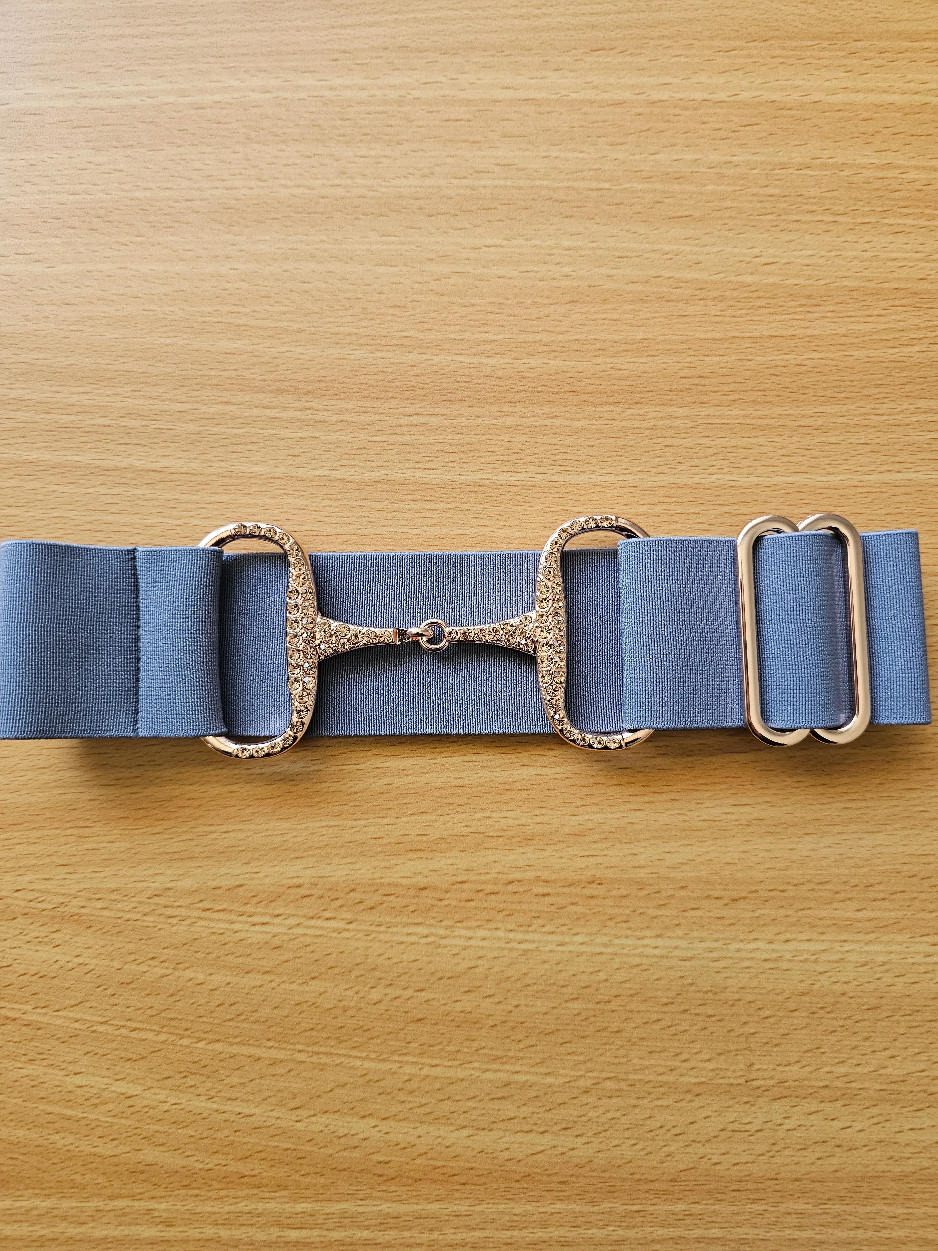 Beci Snaffle Belt - Grey x Rose Gold BLING