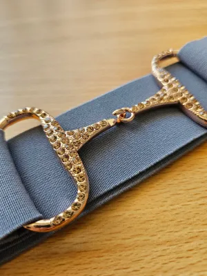 Beci Snaffle Belt - Grey x Rose Gold BLING