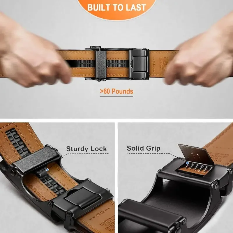 Best for Father's Day Leather Ratchet Belt With Adjustable Buckle