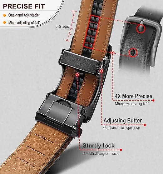 Best for Father's Day Leather Ratchet Belt With Adjustable Buckle