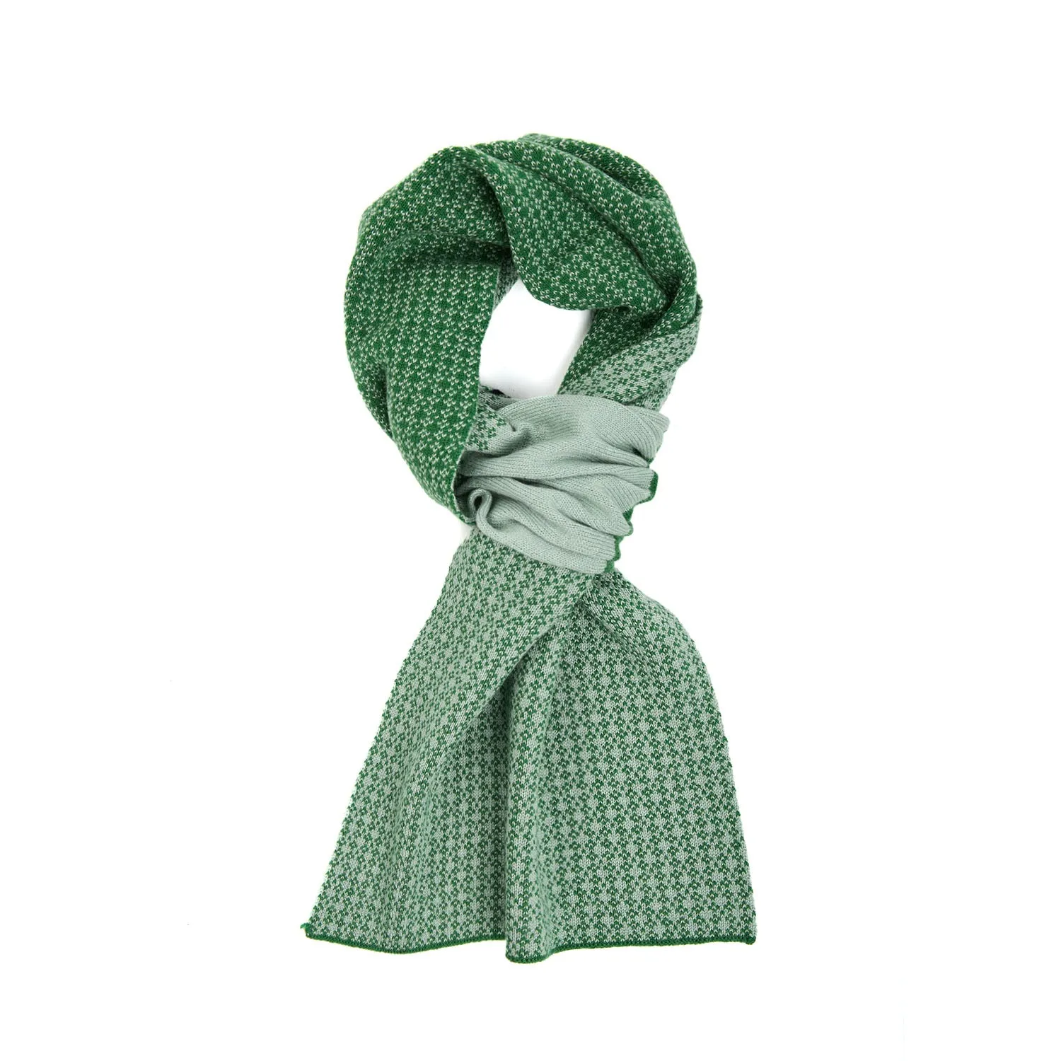DARK AND LIGHT GREEN NECK WARMER WITH MICRO PATTERN