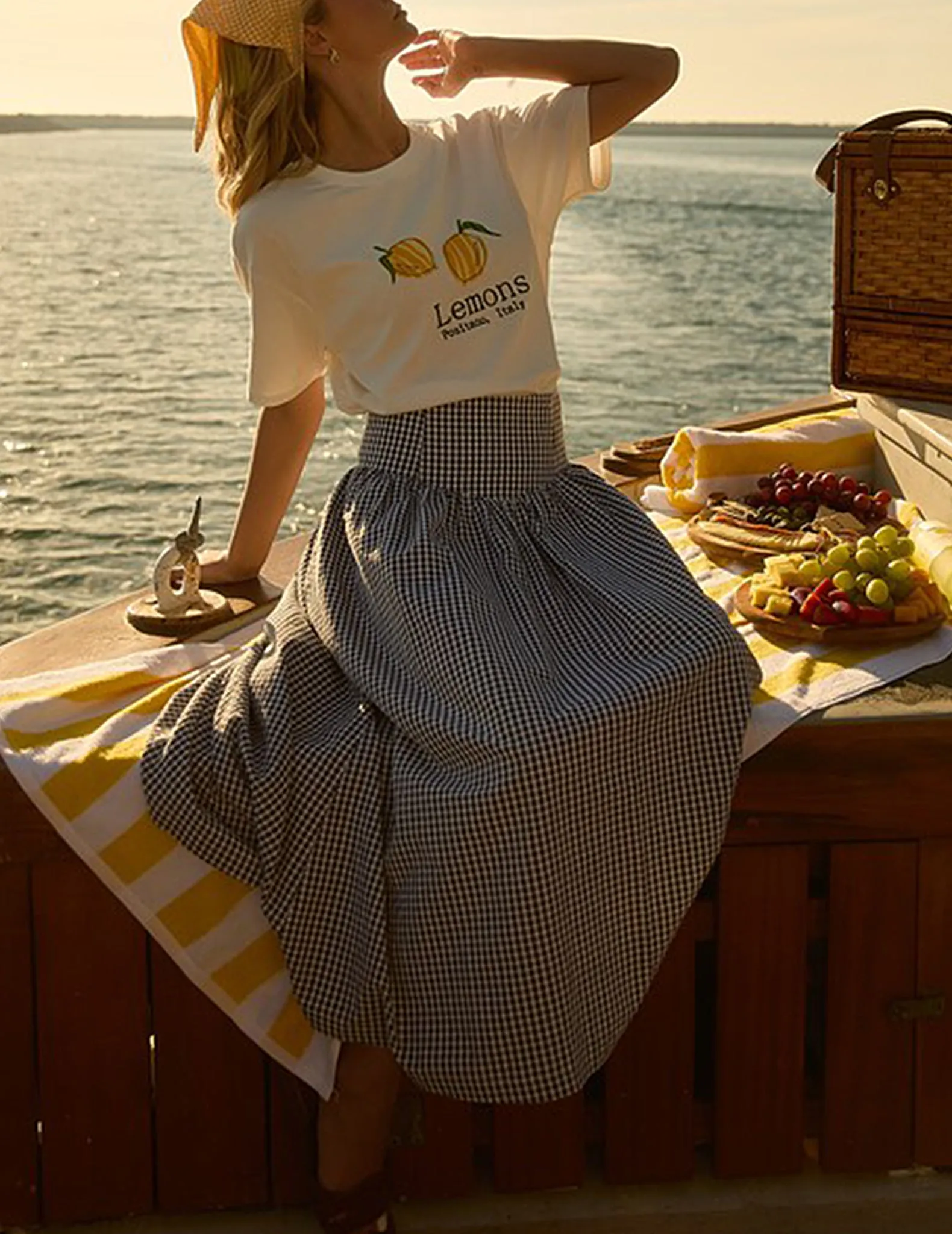 Greta Gingham Basque Waist Skirt