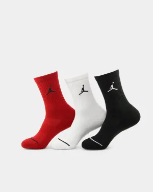 Jordan Everyday Max Unisex Crew Socks 3 Pack Black/White/Gym Red