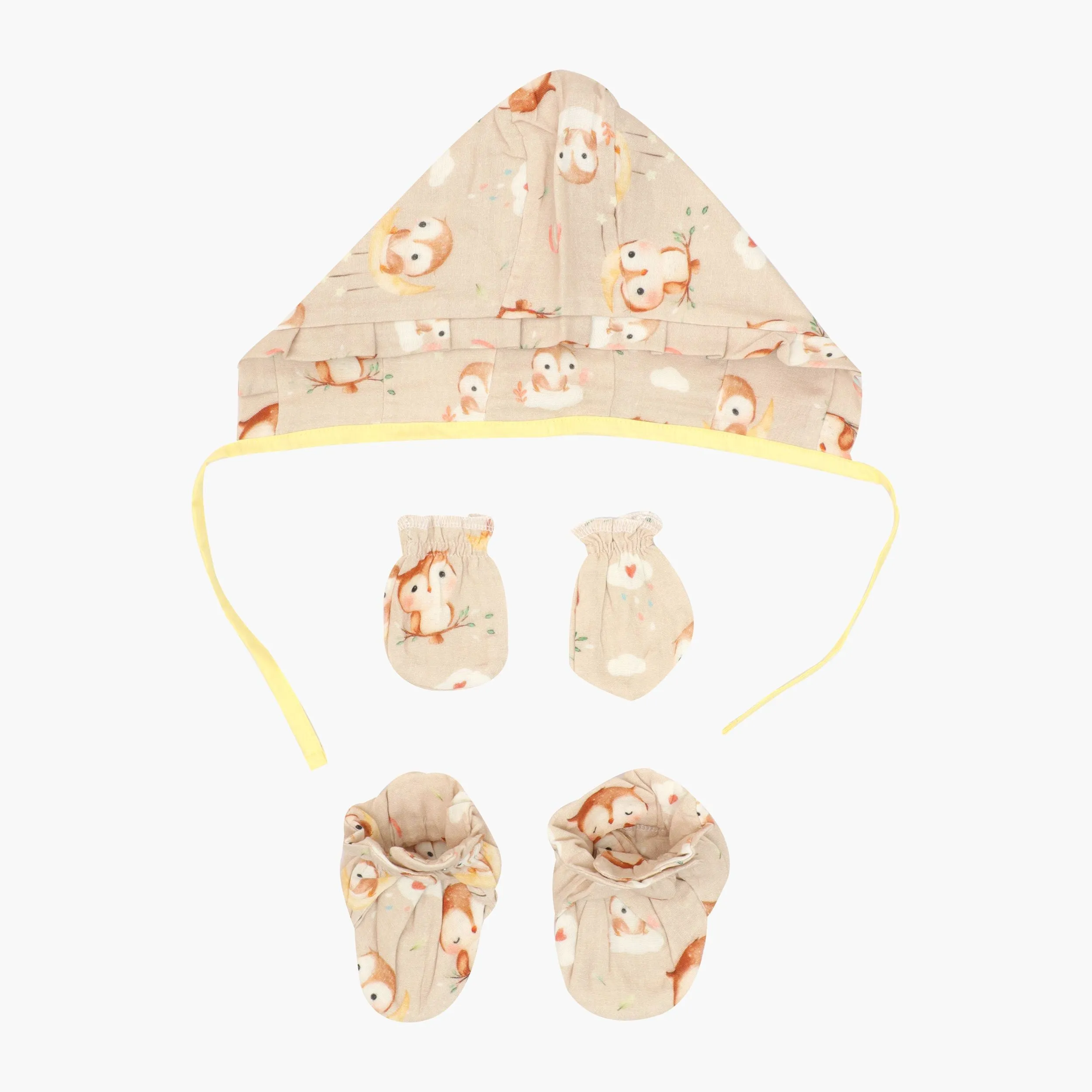 Space hoppers - Muslin Cap, Mittens and Booties