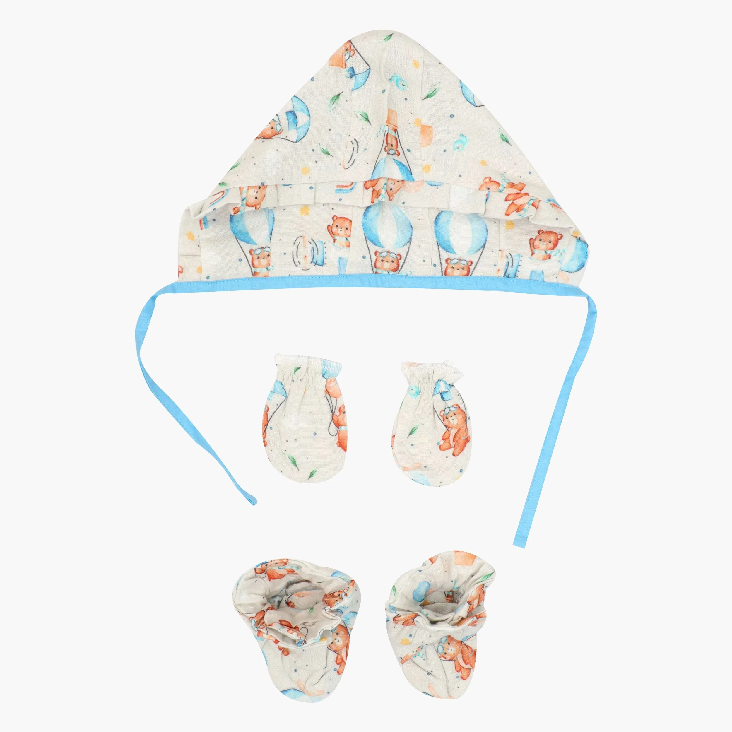 Space hoppers - Muslin Cap, Mittens and Booties