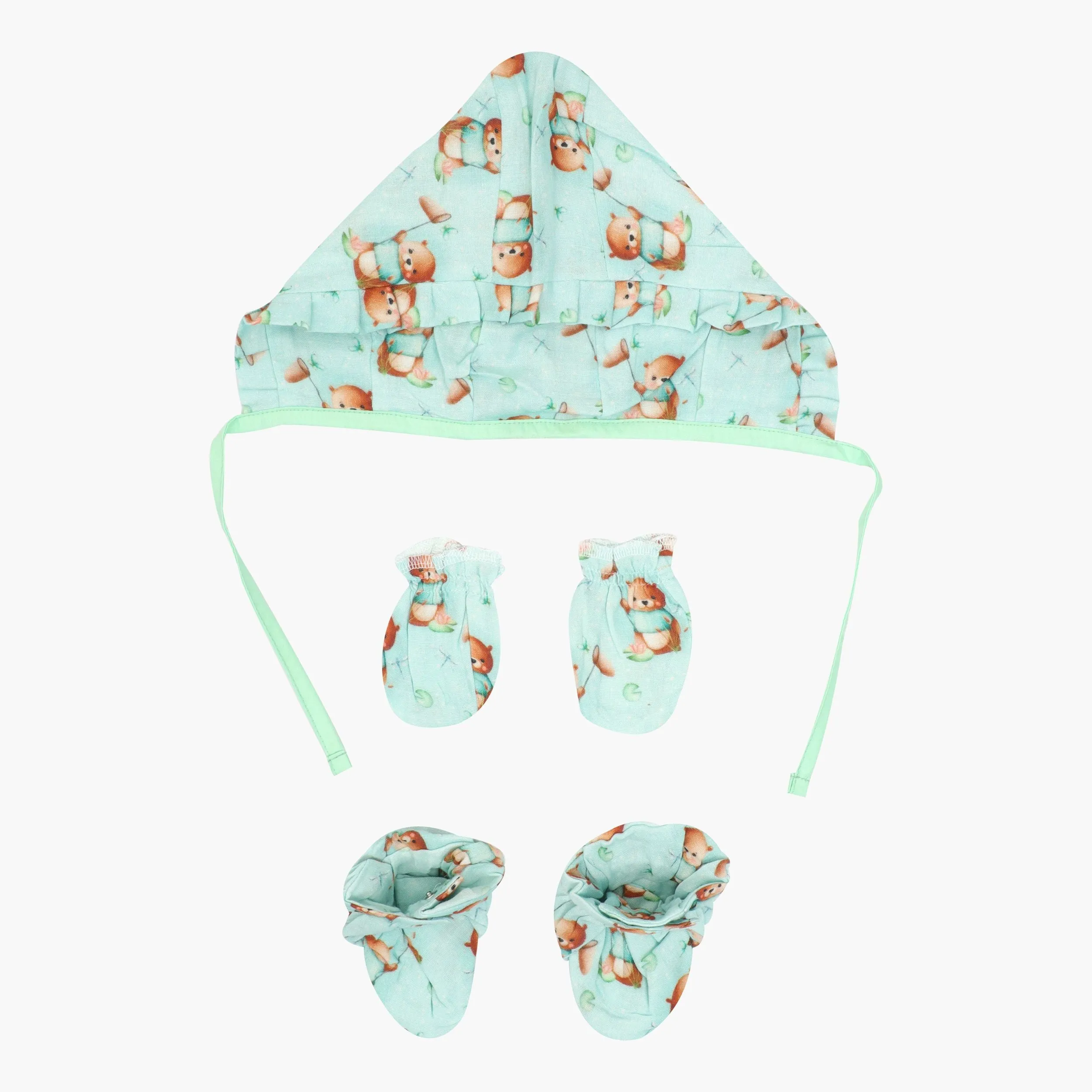 Space hoppers - Muslin Cap, Mittens and Booties