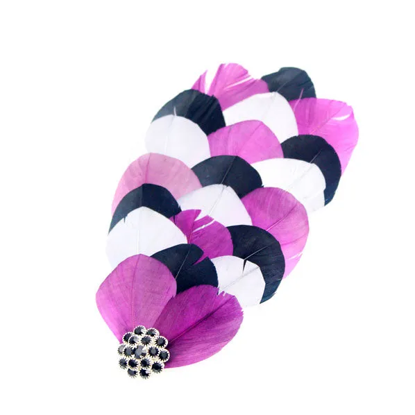 Tri-colored Feather and Rhinestone Hairband Kit Adjustable Removable