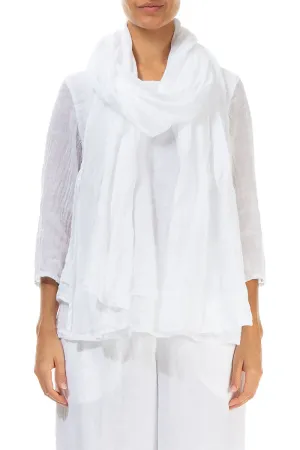 White Soft Gauze Linen Scarf
