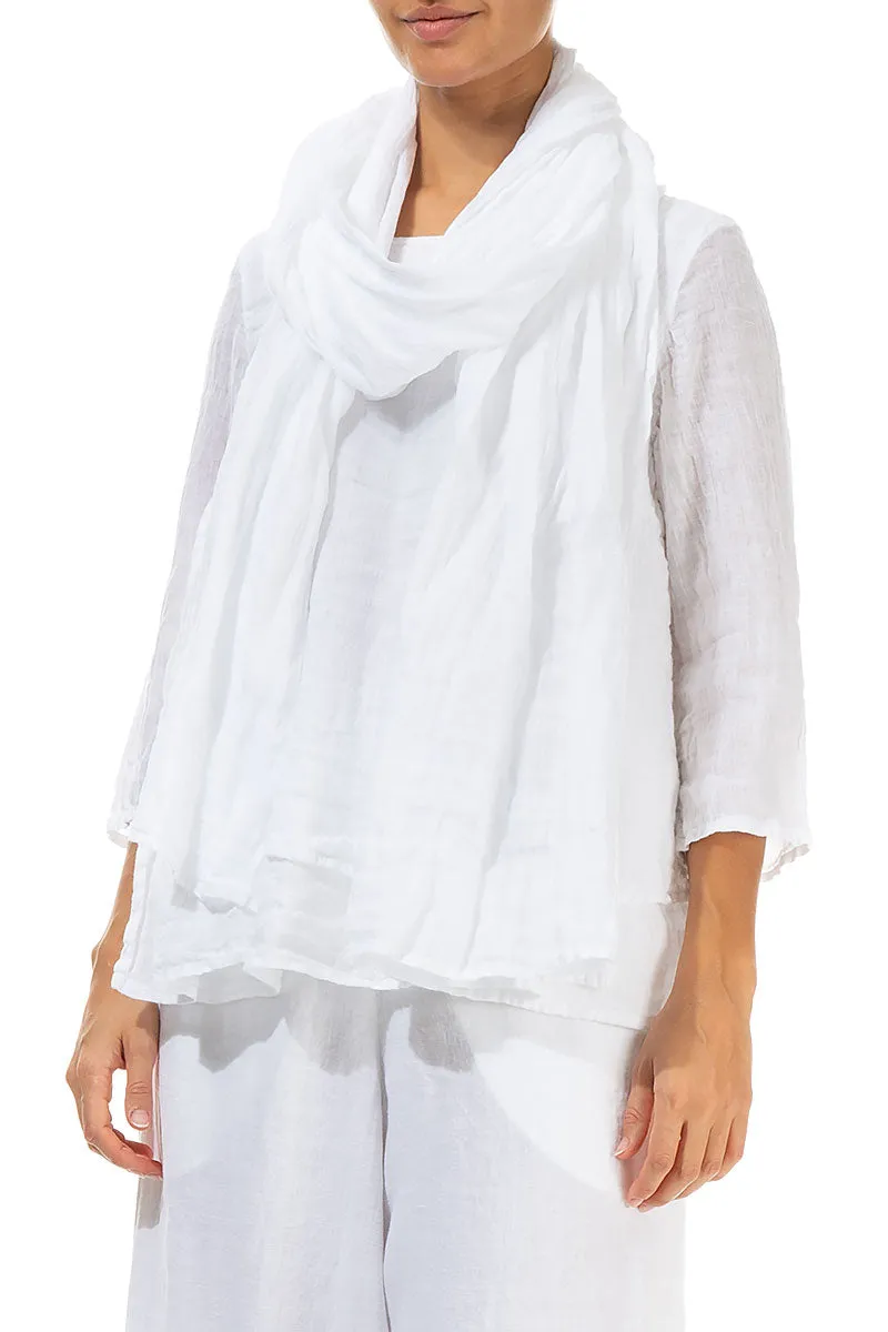 White Soft Gauze Linen Scarf