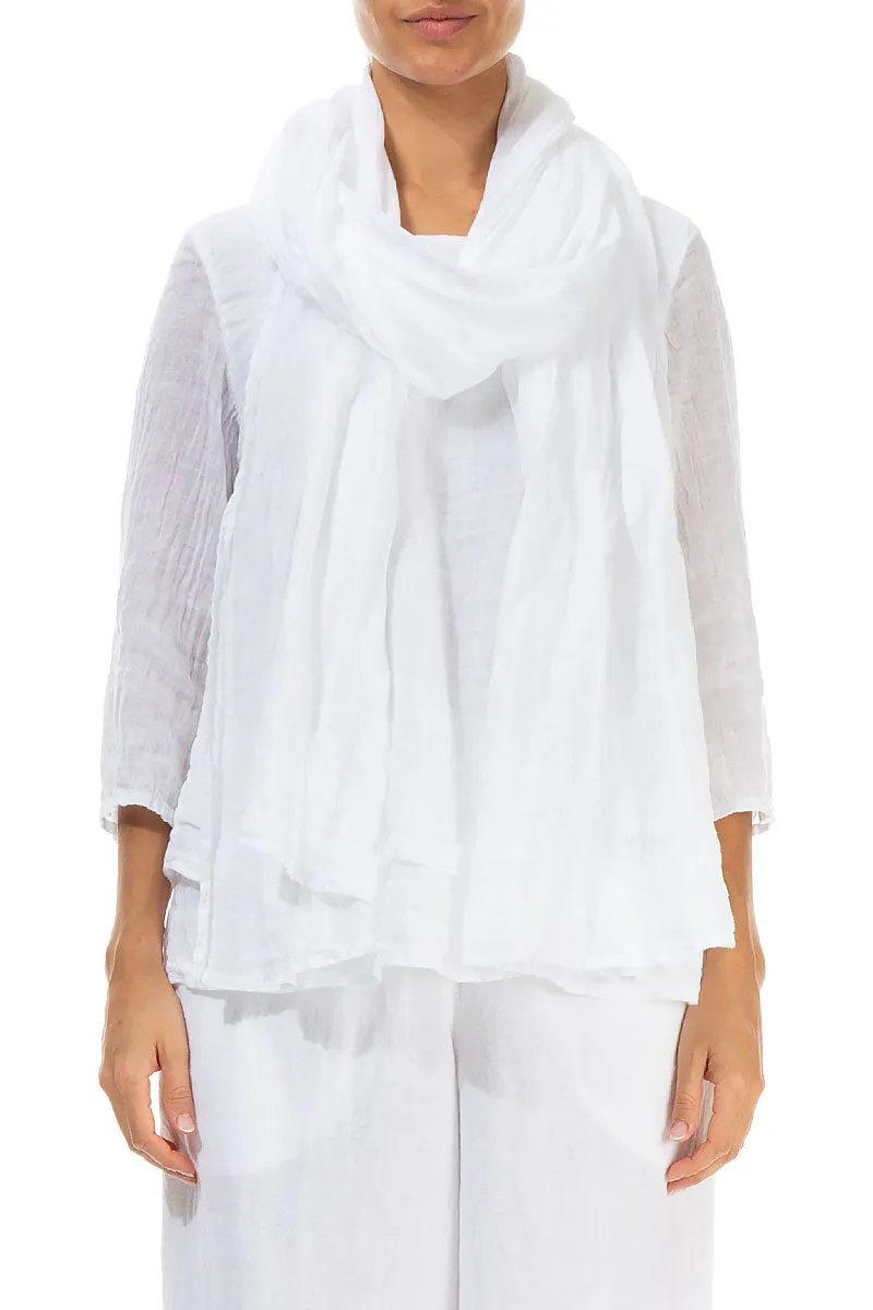 White Soft Gauze Linen Scarf